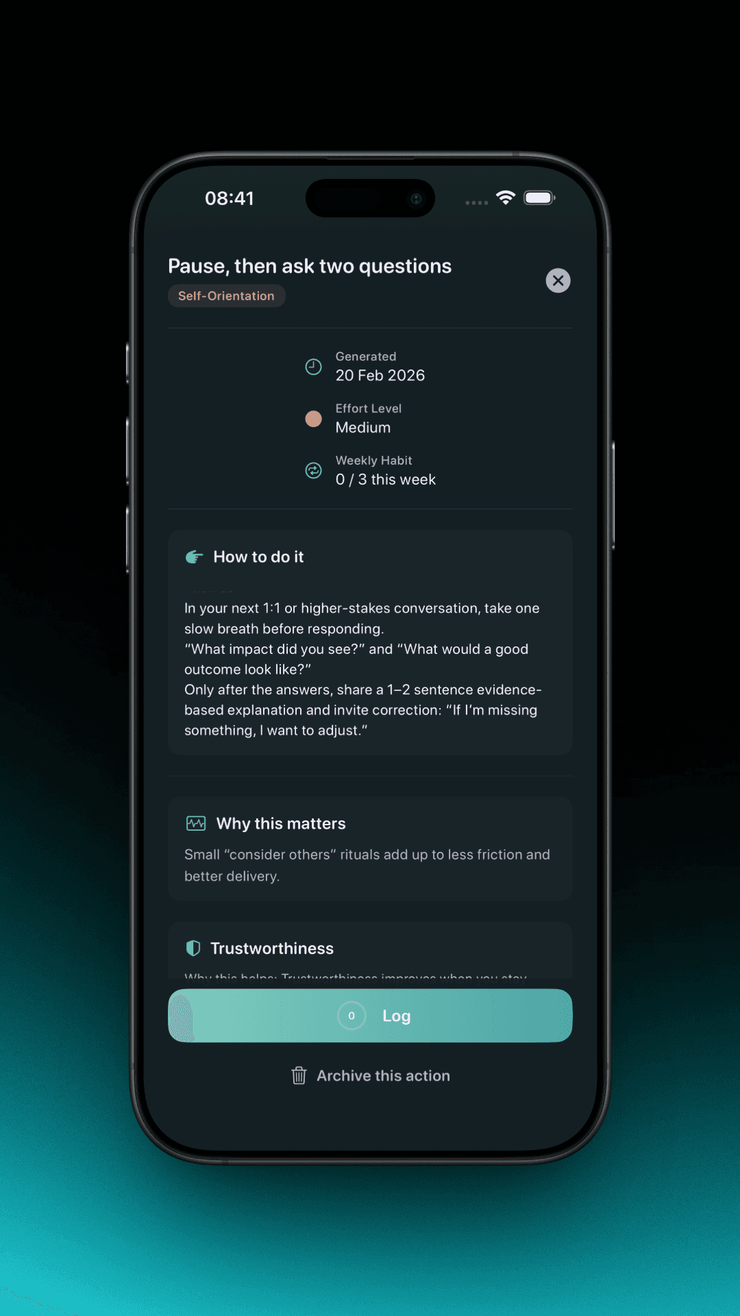 TrustLoop action details — your weekly action